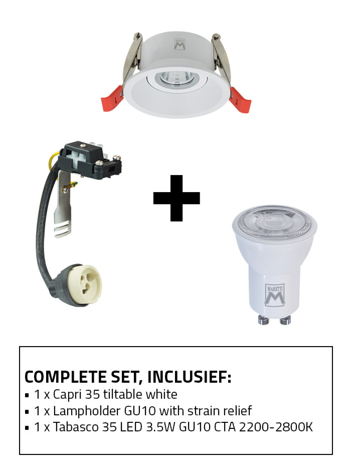 Capri 35 recessed spot set CTA white including GU10 lamp holder and GU10 light source