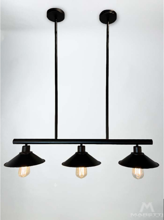 Black hanging lamp 3x E27 40W including light sources