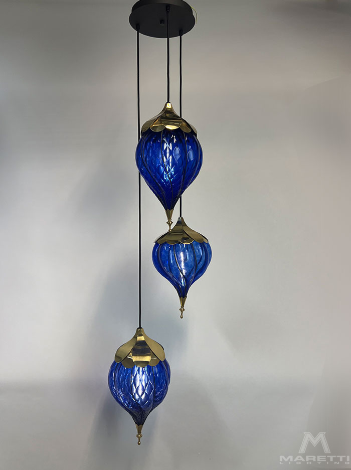 Venetië hanglamp 3-lichts blauw