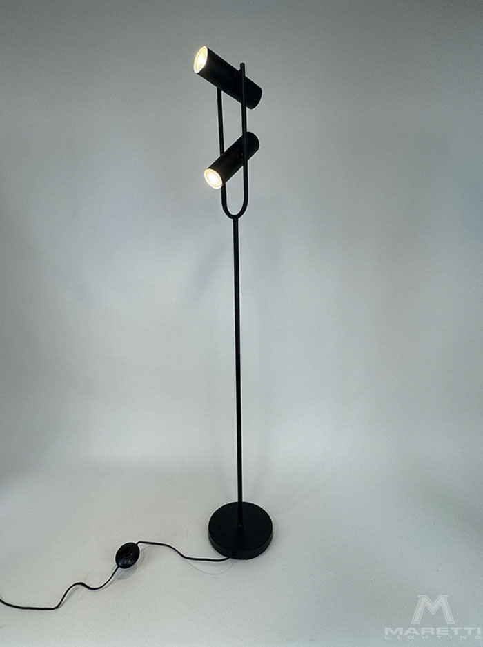 GU10 black 2-light floor lamp including light source