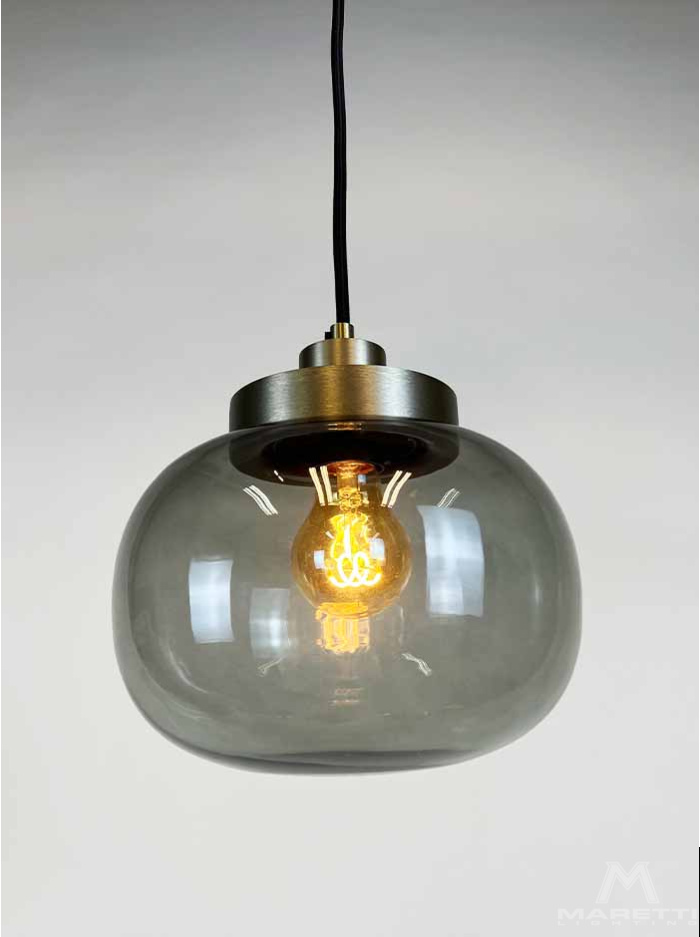 Iris hanglamp brons 1-l E27 glas cognac