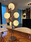 Vernazza tafellamp G9  5-lichts geschuurd messing met opaal glas