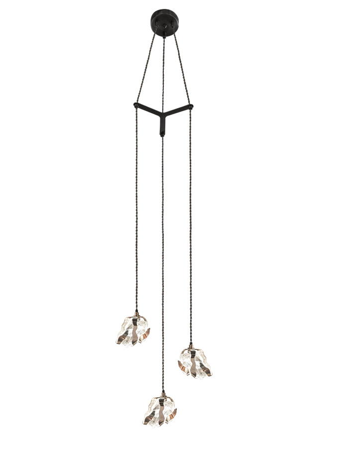 GLASS JEWEL hanglamp met spreader 3-lichts chroom