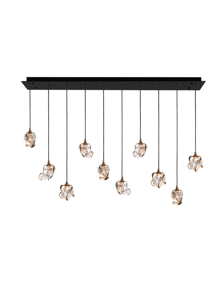 GLASS JEWEL hanglamp 10-lichts brons QF - Hanglampen