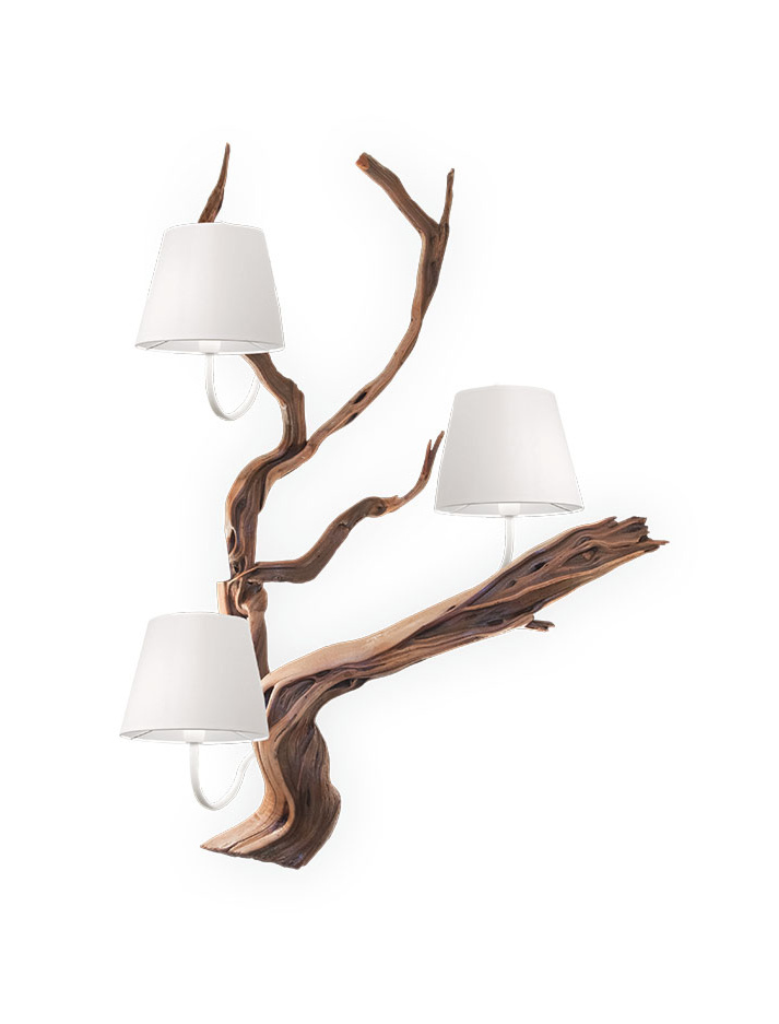 Oak wandlamp 3-lichts houtkleur ontworpen door Eric Kuster - Wandlampen