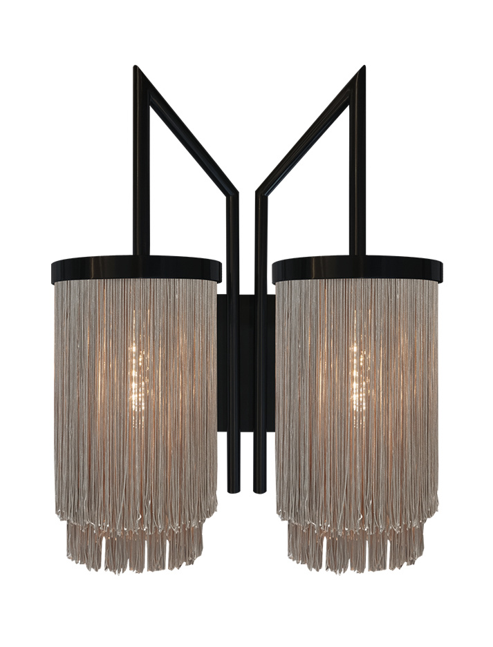 Fringes wandlamp 2-lichts zwart ontworpen door Patrick Russ - Wandlampen