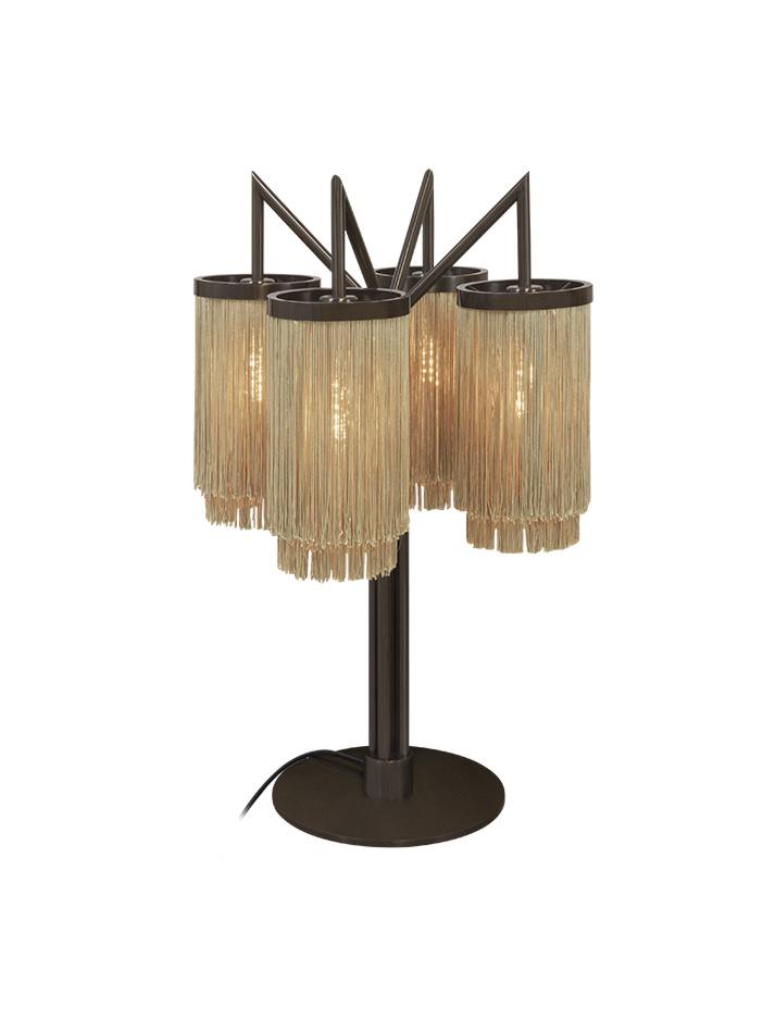 Fringes tafellamp brons ontworpen door Patrick Russ - Tafellampen