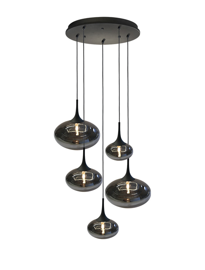 PARADISO hanglamp rond 5-lichts G9 smoke - Hanglampen